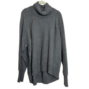 Gap Womens Turtleneck Sweater XL Gray Merino Wool Blend Textured Knit Pullover